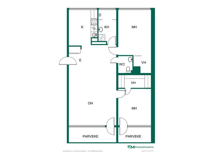 Kerrostalo, 3h+k+kh+wc+2 x parv., 75 m², Kontula - Näkymä 2
