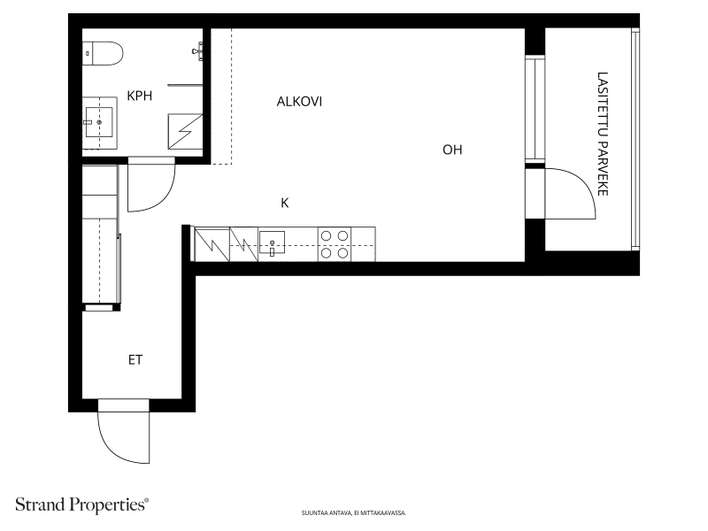 Kerrostalo, 1h, k, kph, p, 34,5 m², Keskusta - Näkymä 2