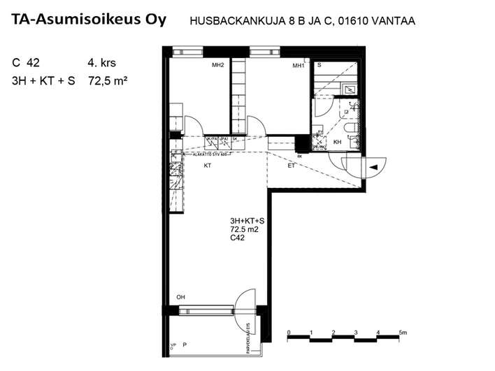 Kerrostalo, 3h + avok, 72,5 m², Kaivoksela - Näkymä 2