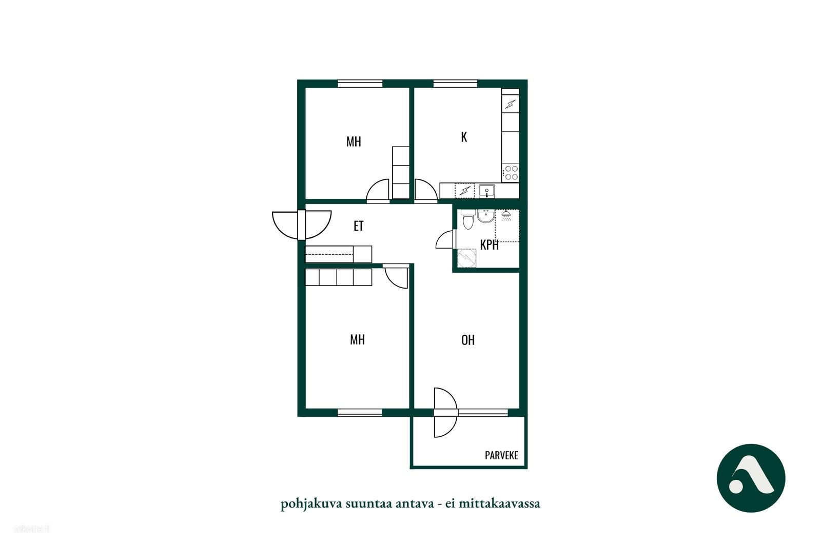 Kerrostalo, 3h+k+las.p, 77,5 m², Haukiluoma - Näkymä 2