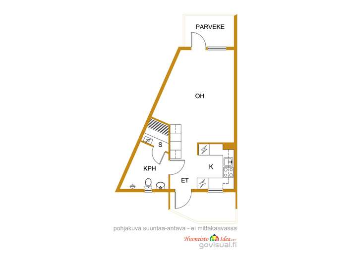 Kerrostalo, 1h+kk+kh+s+lasitettu parveke, 42 m², Toppilansaari – pohled 2