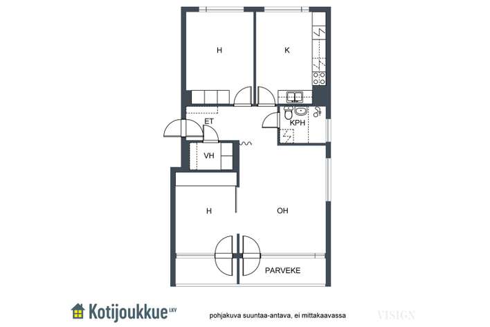 Kerrostalo, 3h+k, 73,5 m², Kauriala – pohled 2
