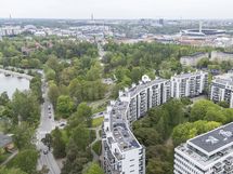 Ilmakuvaa Sibeliuksen puistoon päin