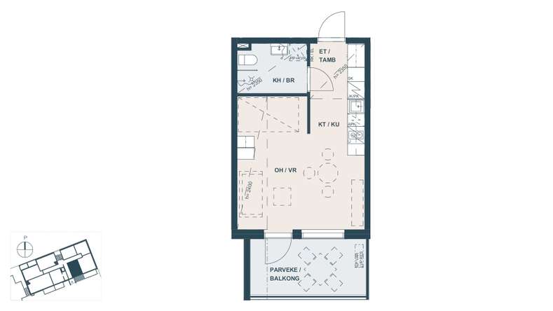 Kerrostalo, 1h+kt+alk, 28,5 m², Klemettilä, Vaasa