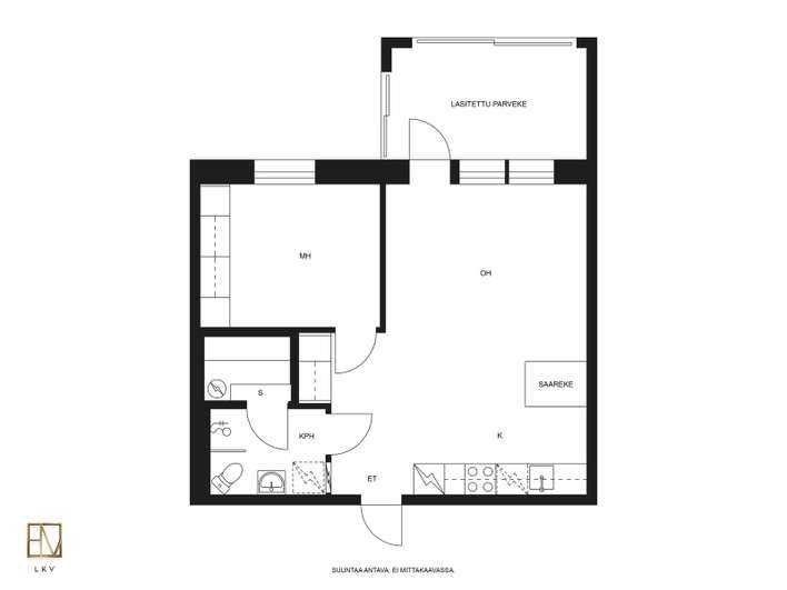 Kerrostalo, 2h, k, kph, s, lasit.p, 47,5 m², Santalahti - Näkymä 2