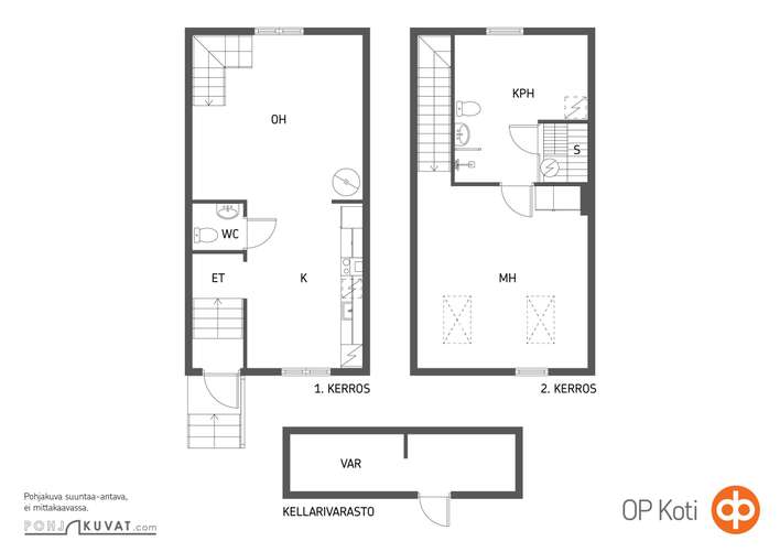 Rivitalo, 2h+k+kph/wc+s (yj. 2h+k+s), 68 m², Vätti – pohled 2