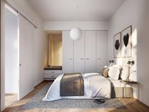 Makuuhuoneen lisäksi alkovi esim. lapselle tai työtilaksi