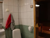 kylpyhuone / wc ja ovi saunaan