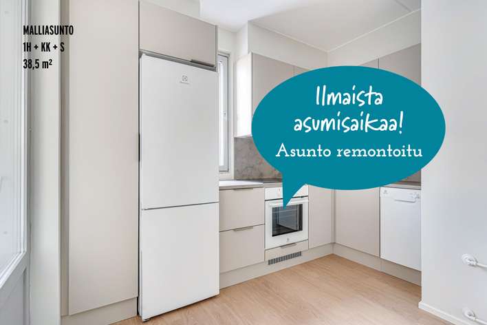 Kerrostalo, 1h+kk+s, 38,5 m², Herttoniemenranta, Helsinki