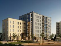 Seitsenkerroksiseen uudiskohteeseen tulee 63 asuntoa.