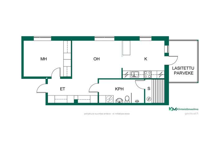 Kerrostalo, 2h, k, kph, s, las.p, 50,5 m², Vöyrinkaupunki – pohled 2