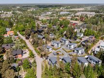 Juna-asema, koulut ja palvelut kävelyetäisyydellä.