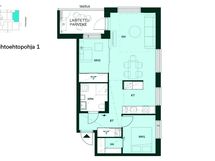 Vaihtoehtoisessa pohjaratkaisussa makuuhuone 2 voidaan toteuttaa lasiruutuseinällä.