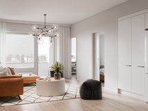 Viitteellinen kuva 61,5 m2 asunnosta.