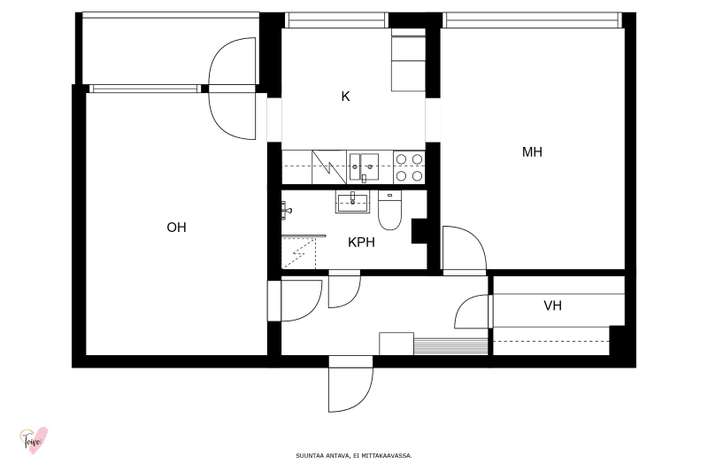 Kerrostalo, 2h,k,kh, 54 m², Tuira – pohled 2