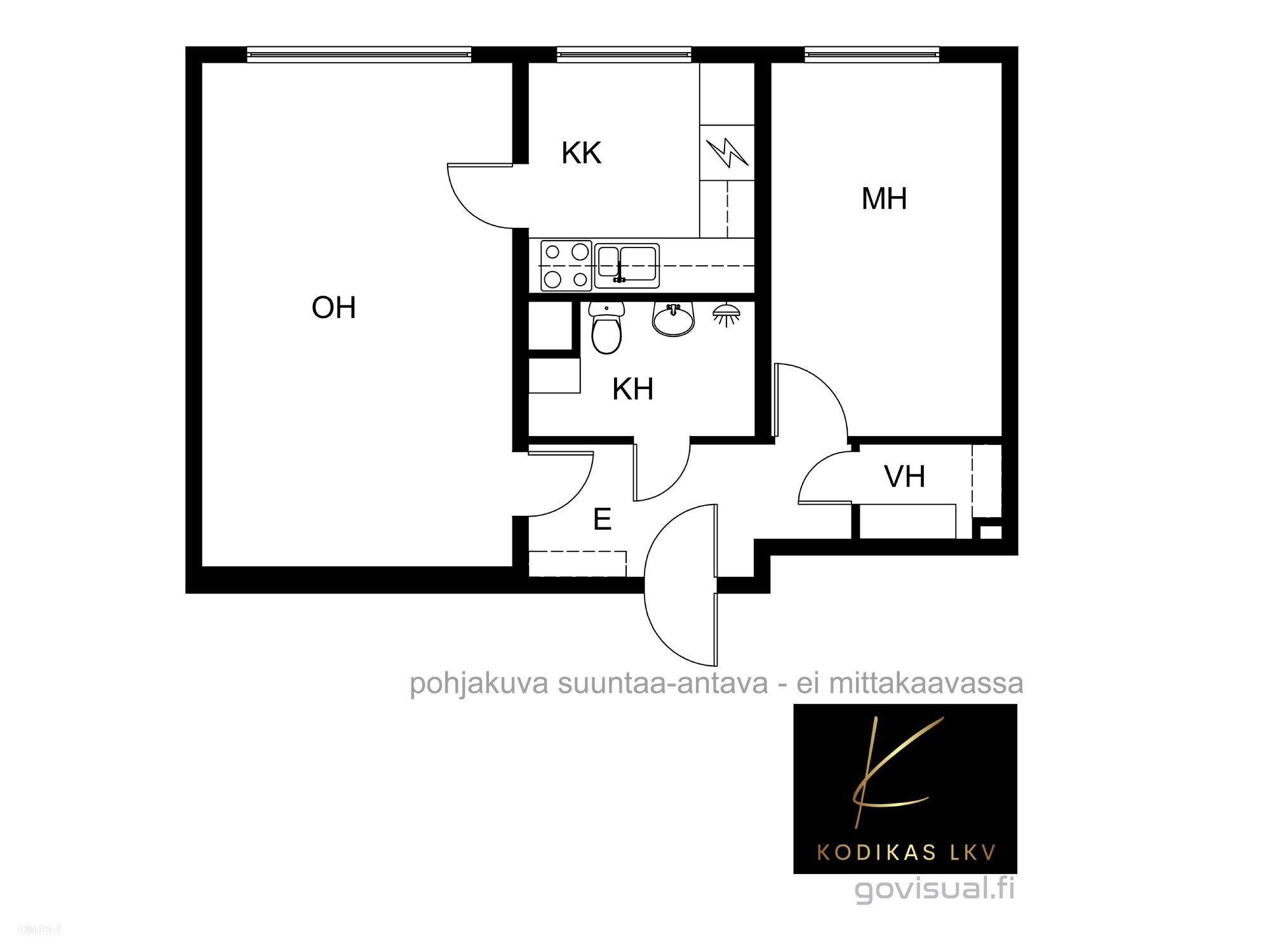 Kerrostalo, 2h, kk, kph, vh, 48,5 m², Tommola - View 2