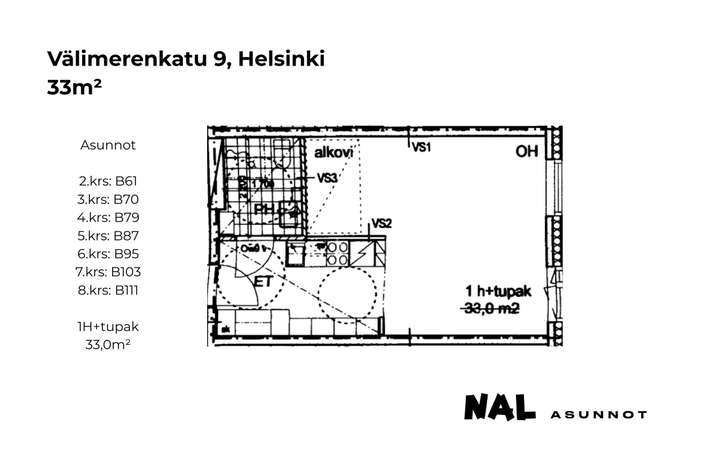 Kerrostalo, 1h+kt, 33 m², Jätkäsaari - Näkymä 2