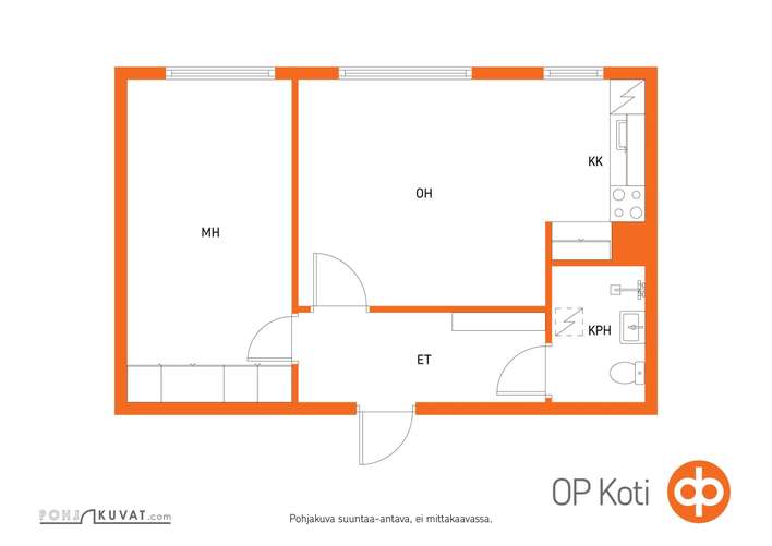 Kerrostalo, 2h+kk+kh, 42 m², Keskusta - Näkymä 2