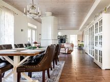 Ruokailutila ja näkymä olohuoneeseen