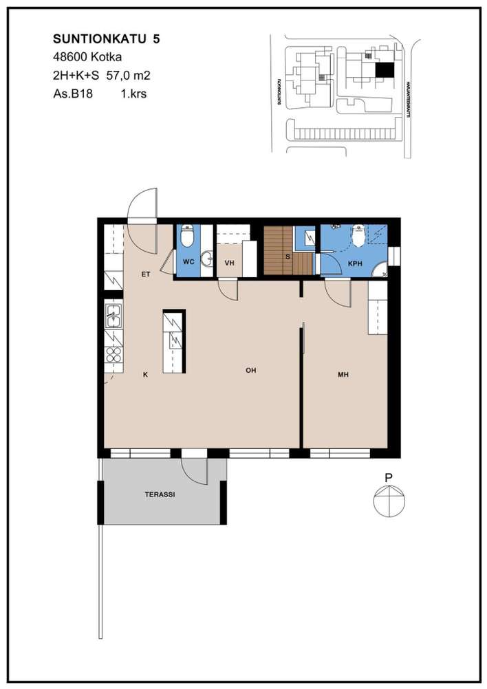 Kerrostalo, 2H+K+S, 57 m², Karhula - Näkymä 2