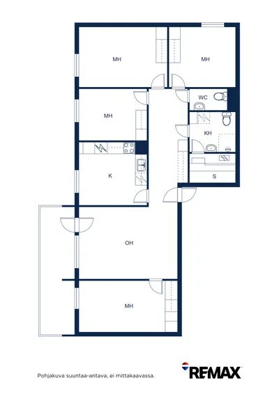 Kerrostalo, 5h, k, wc, kph, s +parveke, 97 m², Louhela - View 2