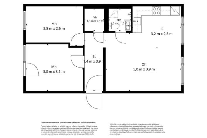 Kerrostalo, 3h+k+kph+ranskalainen parveke, 57 m², Hermanni – pohled 2