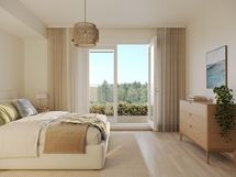 Makuuhuone A26, 3h+kt+s/vh, 73,5 m². Havainnekuva, taiteilijan näkemys.