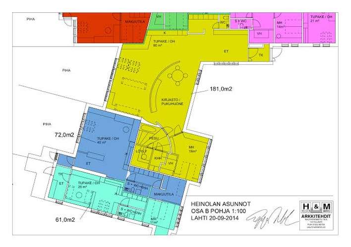 Rivitalo, 10h + avok + s + p, 700 m², Tommola – pohled 2