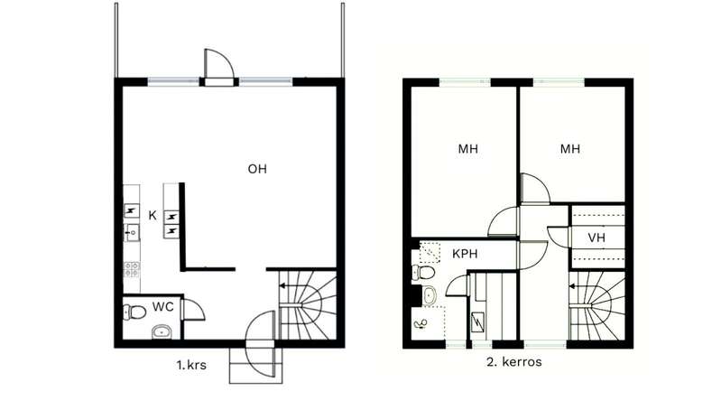 Paritalo, 3h+keittiö+kph+sauna+wc+vaatehuone+piha, 79,5 m², Latokaski – pohled 3