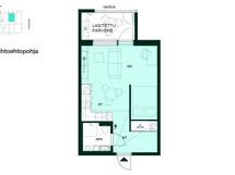 Vaihtoehtoisessa pohjaratkaisussa eteinen voidaan jättää avoimeksi, jolloin vaatehuone korvataan vaatekaapilla.