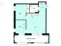 Kodin pohjapiirros (3h+kt, 57,5 m²)