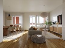 A38, 3-4h+kt, 74,5 m2, olohuone, taiteilijan näkemys