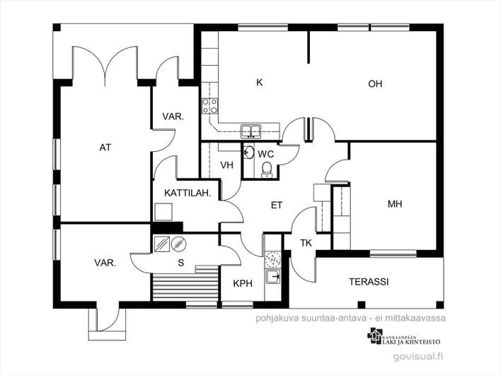 Omakotitalo, Mh, oloh, k, kph, s, wc, var.huone, at, terassi, 79/130 m², Tapala - Näkymä 3