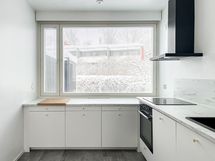 Keittiön ikkunasta näkymät pohjoiseen sisääntulolle