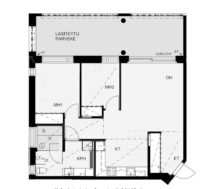 Kerrostalo, 3h+kt+s+las.p, 65,5 m², Ranta-Tampella - Näkymä 4
