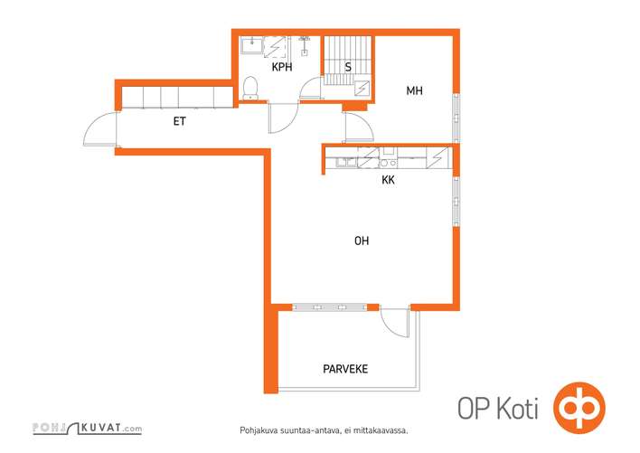 Kerrostalo, 2h+kt+kph+s+lasitettu parveke, 45,5 m², Linnainmaa - Ansicht 3