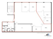 Vuokrattavana punaisella merkitty alue