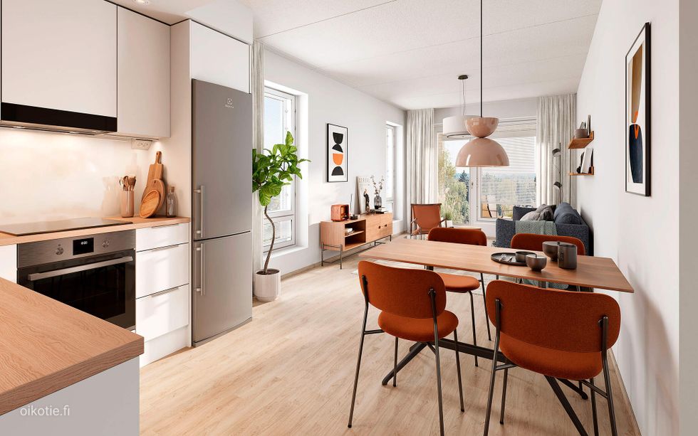 Visualisointi Renatan kodista C 61 ja C 70, 3h+kt, 62,5 m²