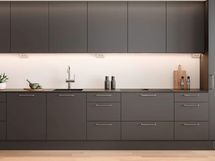 Visualisointikuva hintaan kuuluvasta vaihtoehtoisesta Hiili-keittiötyylistä