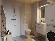 Pesuhuone. Peilikuva asunnosta A29. Taiteilijan näkemys.