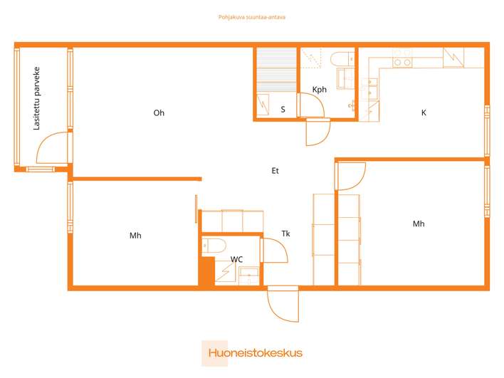 Kerrostalo, 2mh, oh, k, kh, s, wc. lasitettu parveke, 83,5 m², Lippajärvi – pohled 3