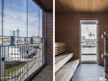 Taloyhtiön sauna merinäköalalla