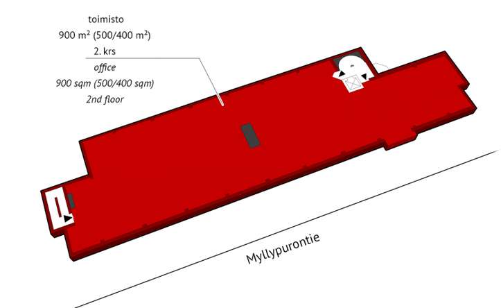 Liiketila, 900 m², Myllypuro – pohled 2