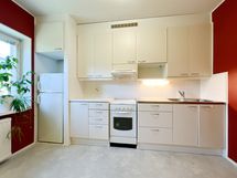 Keittiössä on kaasuliesi.