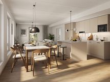 Alustava visualisointi 2. kerroksen 116-neliöisestä Duo-kodista (4h+kt+s)