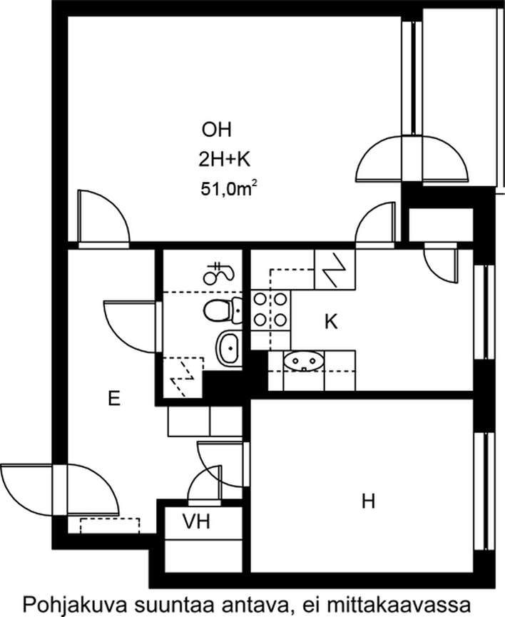 Kerrostalo, 2h+k, 51 m², Keskusta - Näkymä 2