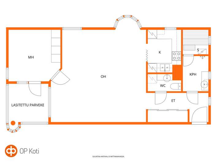 Kerrostalo, 2h+k+s+lasitettu parveke (YJ 2h+k+s), 71 m², Vallikallio - Näkymä 3