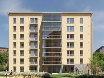 Turun Silmu - visualisoitu näkymä korttelipihan puolelta