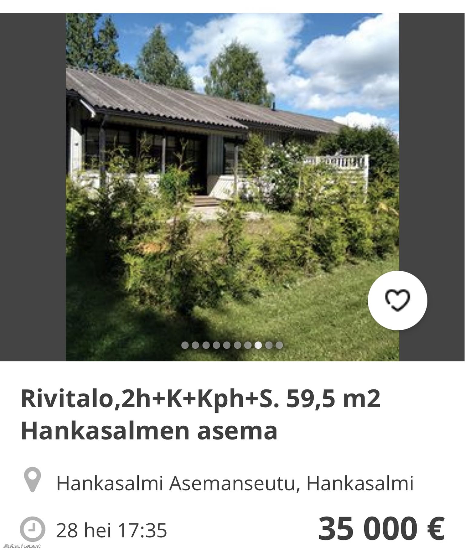 59 m² Suotie 6, 41500 Hankasalmi Rivitalo Kaksio myynnissä - Oikotie  16921960