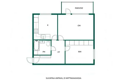Kerrostalo, 2h+k+psh+p, 58,5 m², Haudankorva - View 2